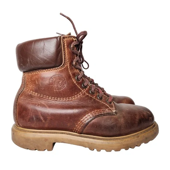 Vintage Red Wing Red Leather Lace Up Boots Insulated Work Chore Sturdy US 6.5-7